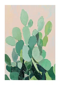 Acuarela vibrante de hojas de cactus verdes sobre fondo suave-1