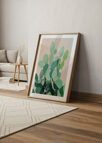 Aquarelle vibrante de feuilles de cactus vertes sur fond doux-4