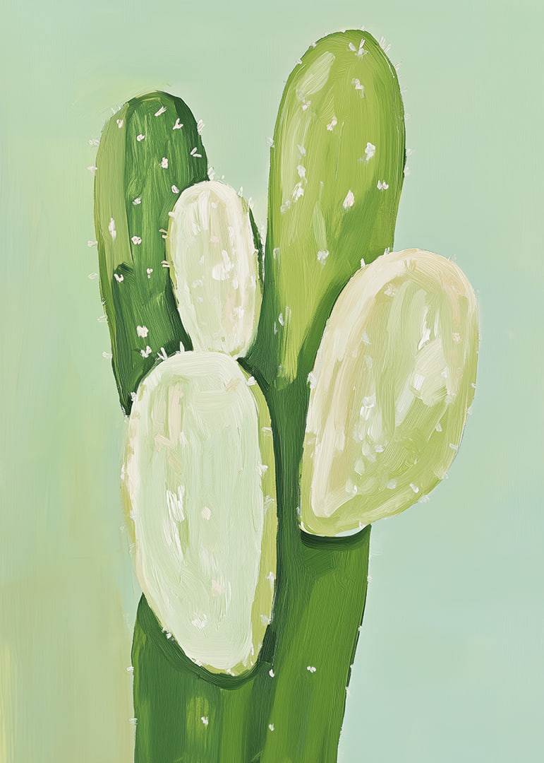 Soft green cacti against a calm background-12