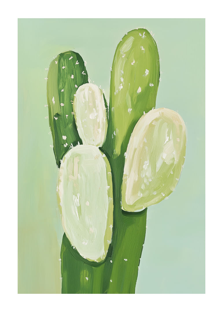 Cactus vert tendre sur fond apaisant-12