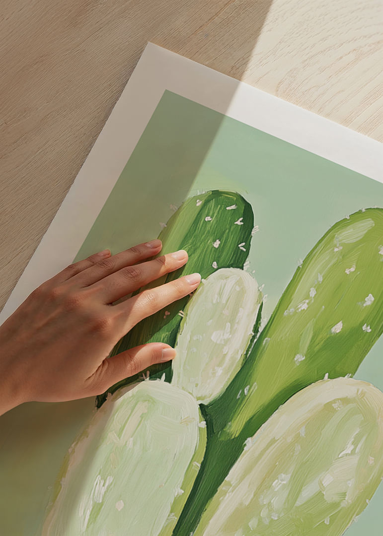 Cactus vert tendre sur fond apaisant-12