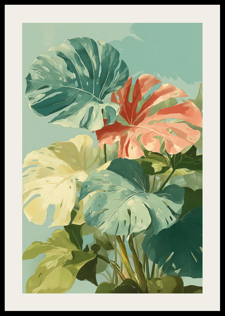 Tranquil greenery with tropical leaves in vibrant colors-12