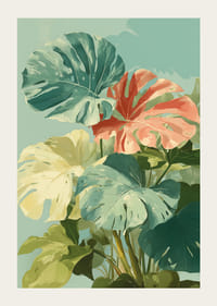 Tranquil greenery with tropical leaves in vibrant colors-3
