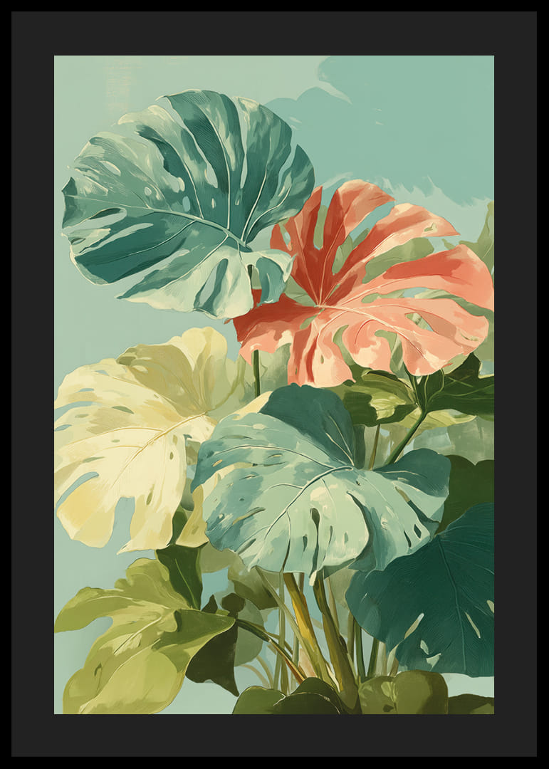 Tranquil greenery with tropical leaves in vibrant colors-12