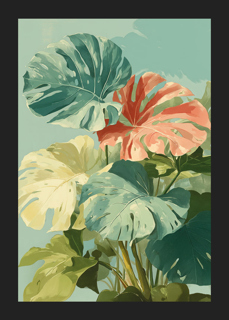 Tranquil greenery with tropical leaves in vibrant colors-12