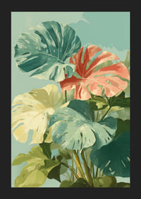 Tranquil greenery with tropical leaves in vibrant colors-5