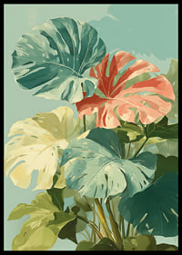 Tranquil greenery with tropical leaves in vibrant colors-6