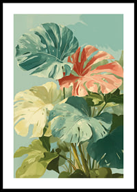 Tranquil greenery with tropical leaves in vibrant colors-0