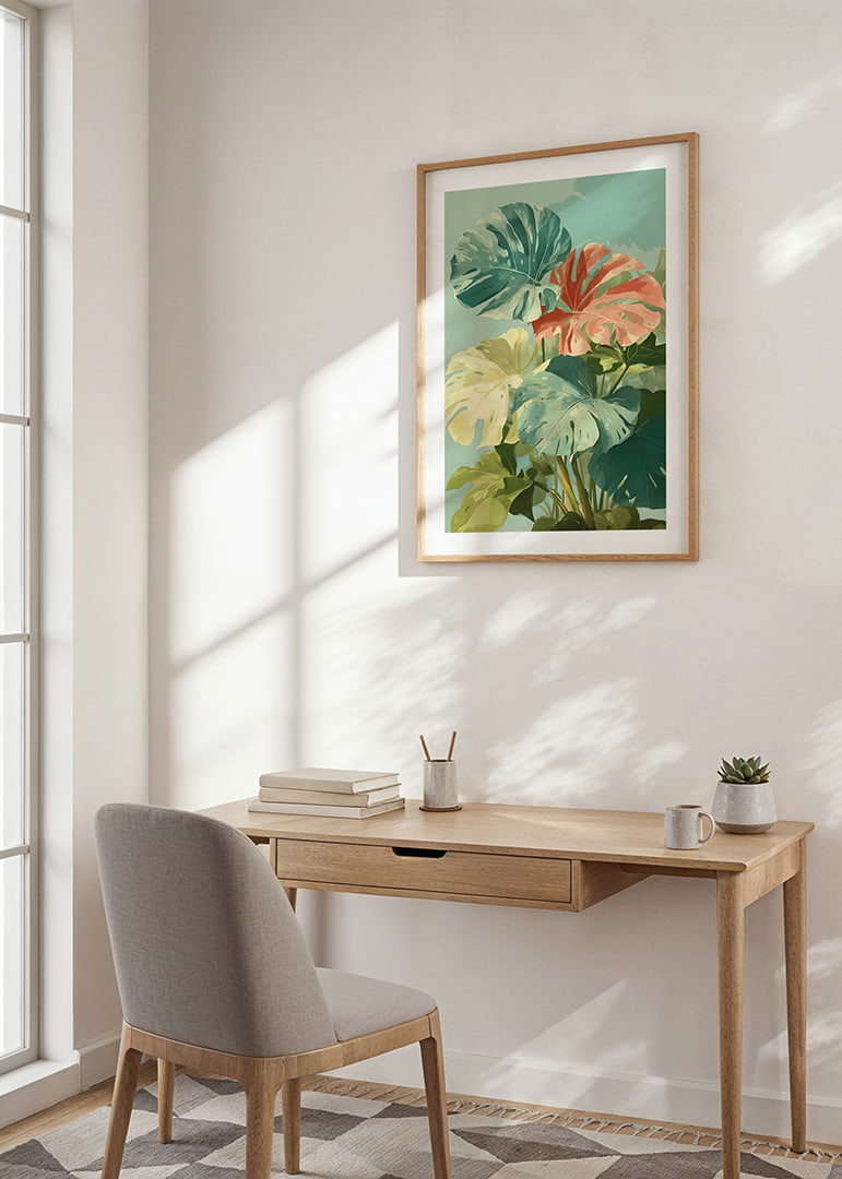 Tranquil greenery with tropical leaves in vibrant colors-12
