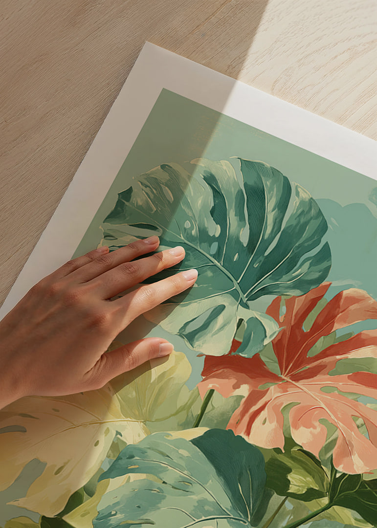Tranquil greenery with tropical leaves in vibrant colors-12