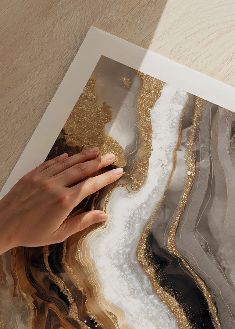 Flowing lines in gold and brown create a calm elegance-12