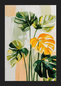 Exotiska löv i livliga gröna och varma toner-5