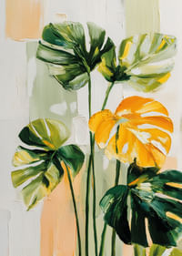 Feuilles exotiques aux verts éclatants et aux tons chauds-3