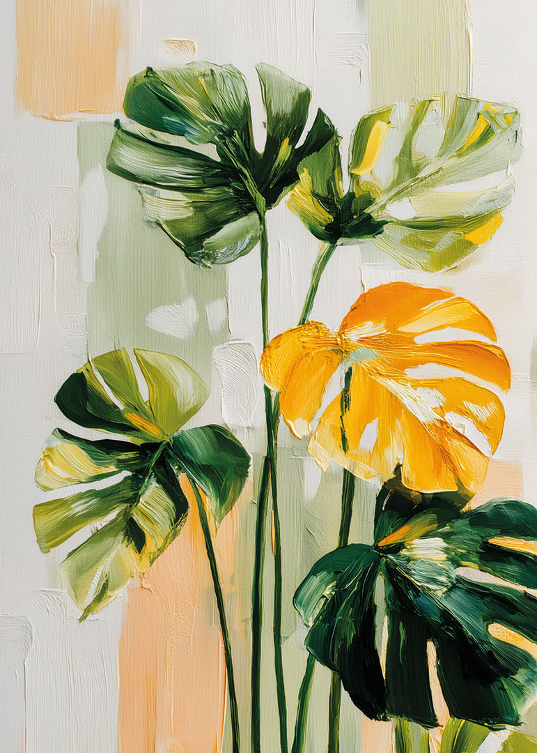 Feuilles exotiques aux verts éclatants et aux tons chauds-12