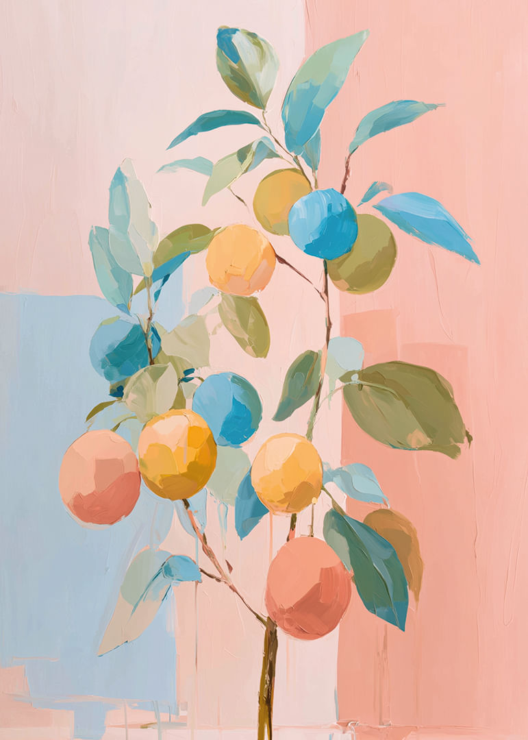 De jolies couleurs et des fruits sur une affiche harmonieuse-12