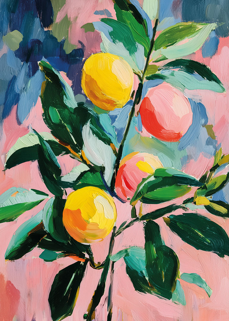 Composition d'agrumes colorée sur fond vibrant-12