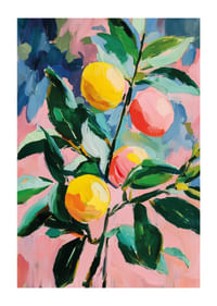 Composition d'agrumes colorée sur fond vibrant-1