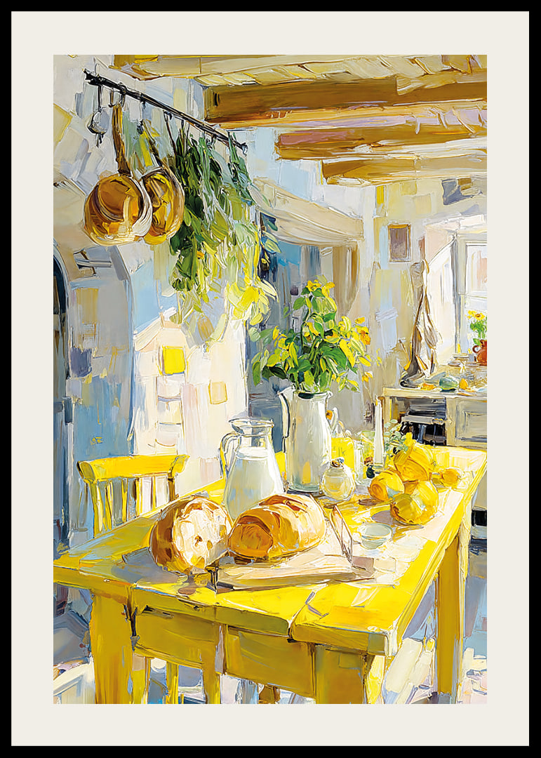 Country kitchen bathed in the golden light of the sun-12