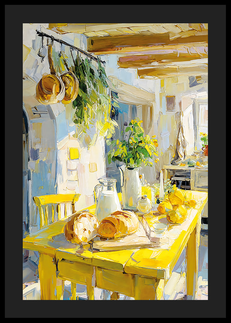 Country kitchen bathed in the golden light of the sun-12