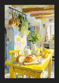 Country kitchen bathed in the golden light of the sun-5