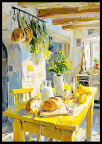 Country kitchen bathed in the golden light of the sun-6