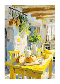 Cuisine de campagne baignée par la lumière dorée du soleil-1