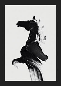 Elegante silueta de caballo pintada con poderosas pinceladas.-5