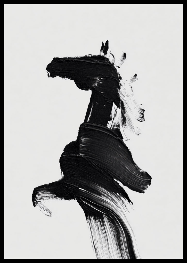 Elegante silueta de caballo pintada con poderosas pinceladas.-12