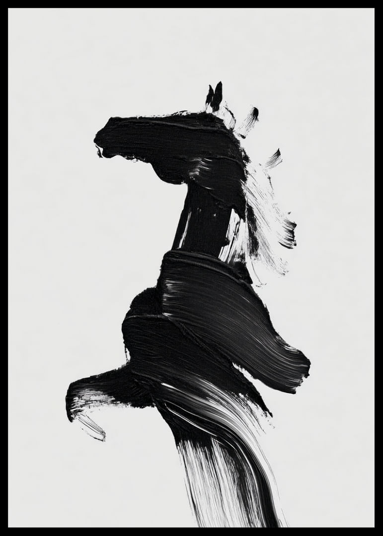 Silhouette de cheval stylisée peinte à coups de pinceau puissants-12