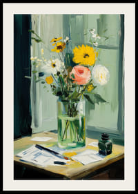 Färgrika blommor i vas skapar livfull harmoni-2