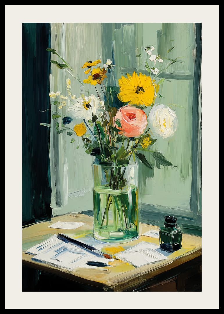 Färgrika blommor i vas skapar livfull harmoni-12