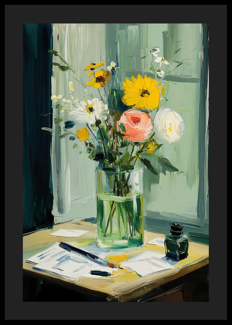 Färgrika blommor i vas skapar livfull harmoni-12