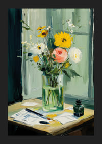 Färgrika blommor i vas skapar livfull harmoni-5