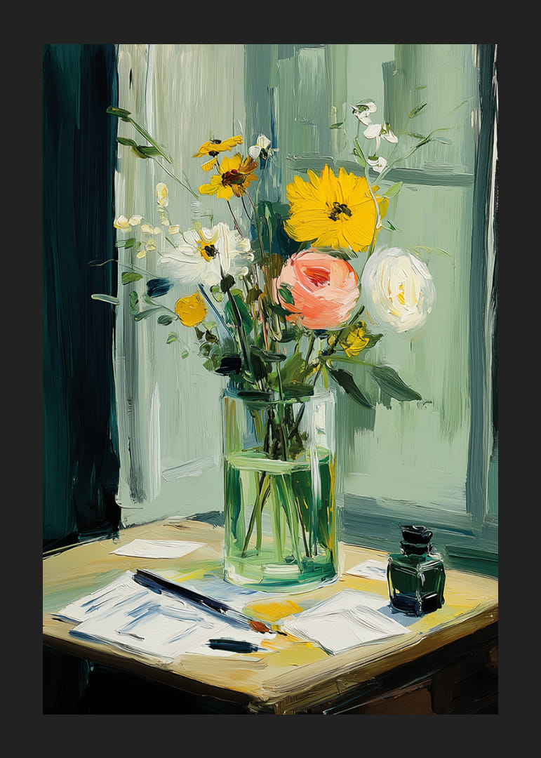 Färgrika blommor i vas skapar livfull harmoni-12