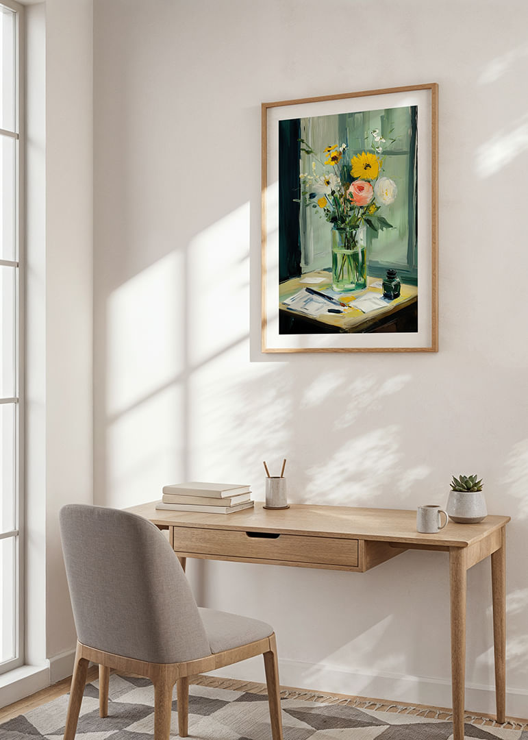 Des fleurs colorées dans un vase créent une harmonie vibrante-12