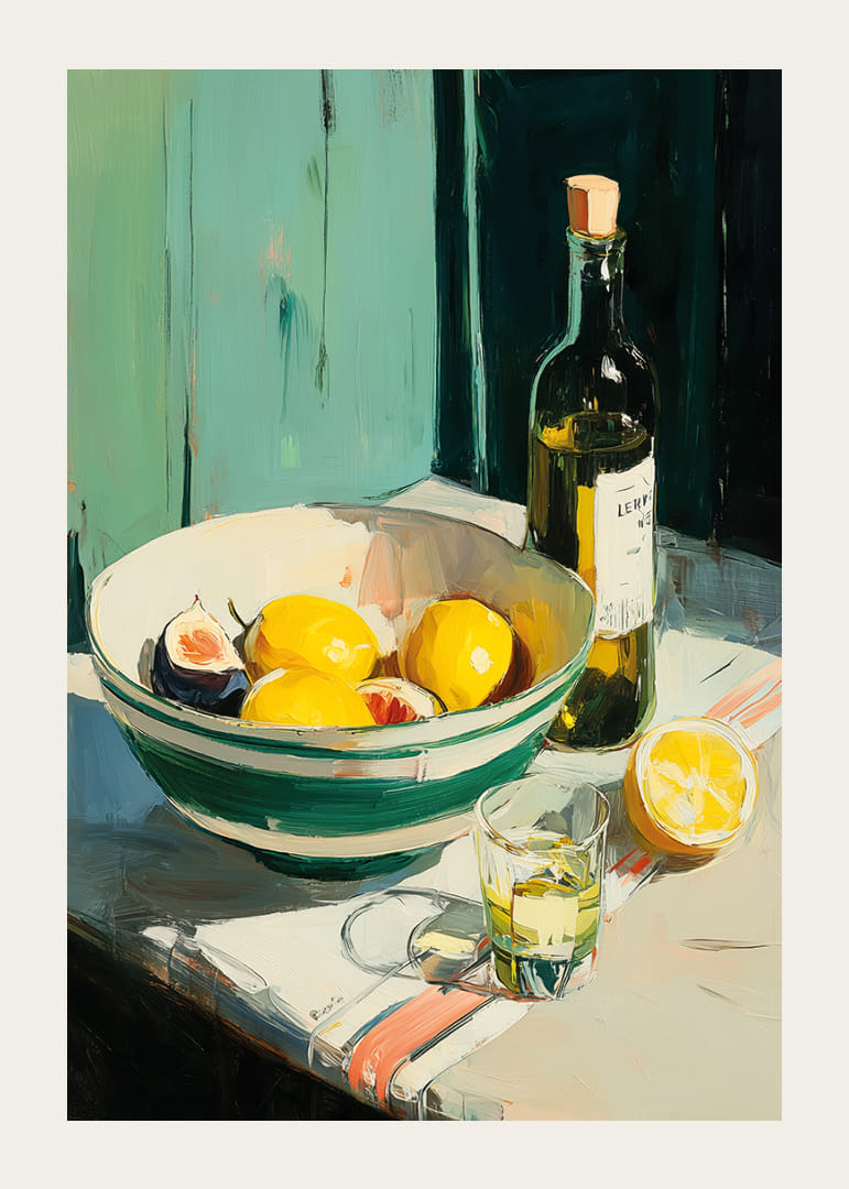 Färgglada citrusfrukter i en vintage-inspirerad köksmiljö-12