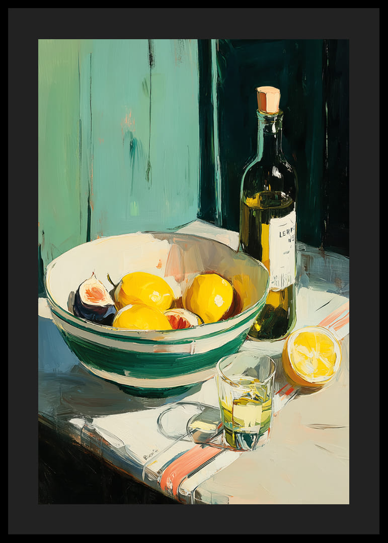 Färgglada citrusfrukter i en vintage-inspirerad köksmiljö-12