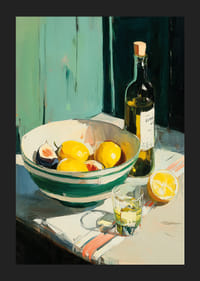 Färgglada citrusfrukter i en vintage-inspirerad köksmiljö-5