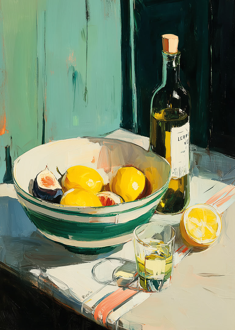 Colorful citrus fruits in a vintage-inspired kitchen setting-12