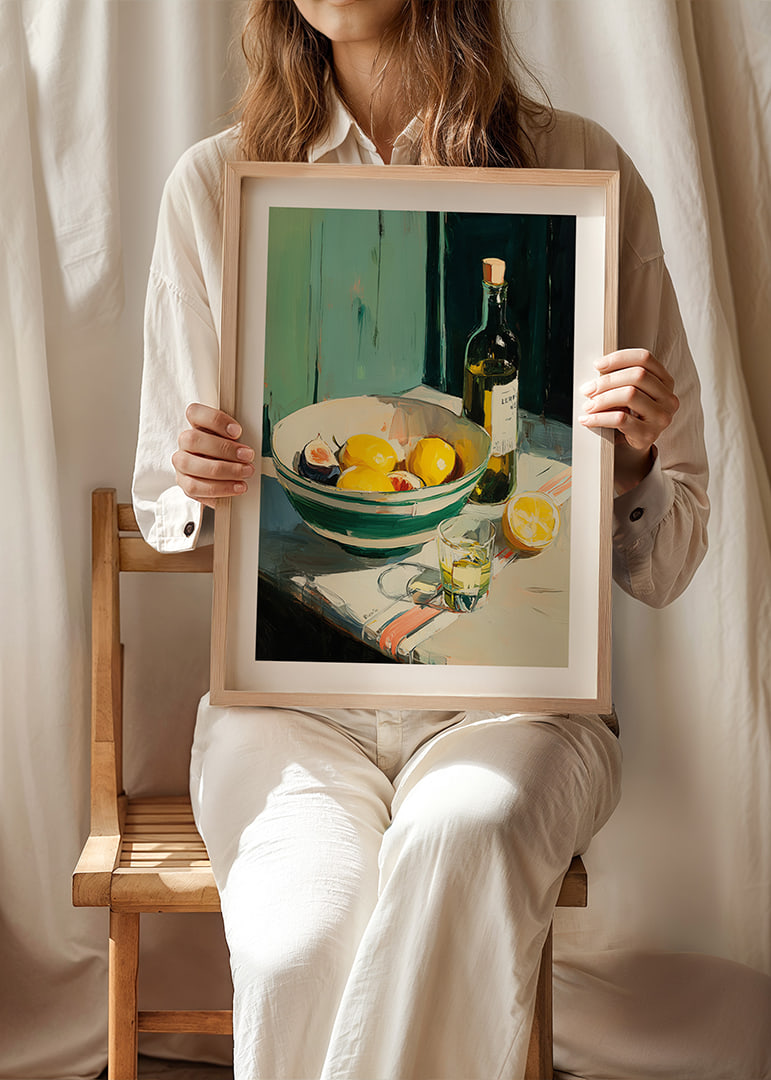 Colorful citrus fruits in a vintage-inspired kitchen setting-12