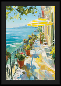 Solig terrass vid kristallklart vatten fyller rummet med sommarlugn-4