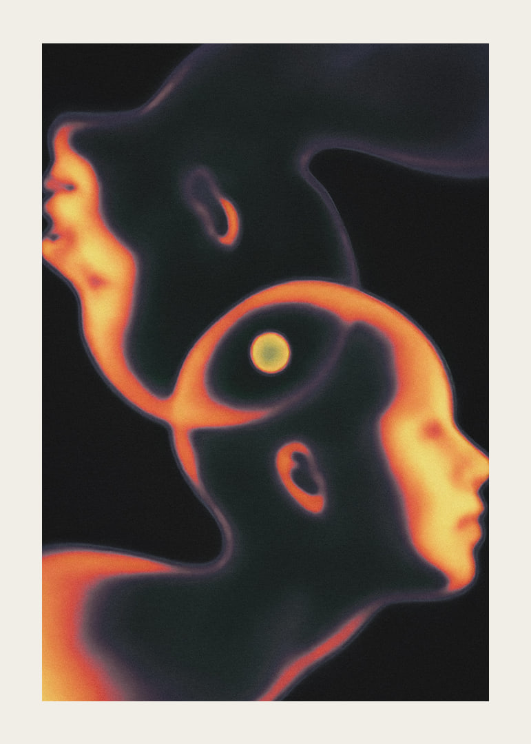 Dos siluetas luminosas forman una escena surrealista y mágica-12