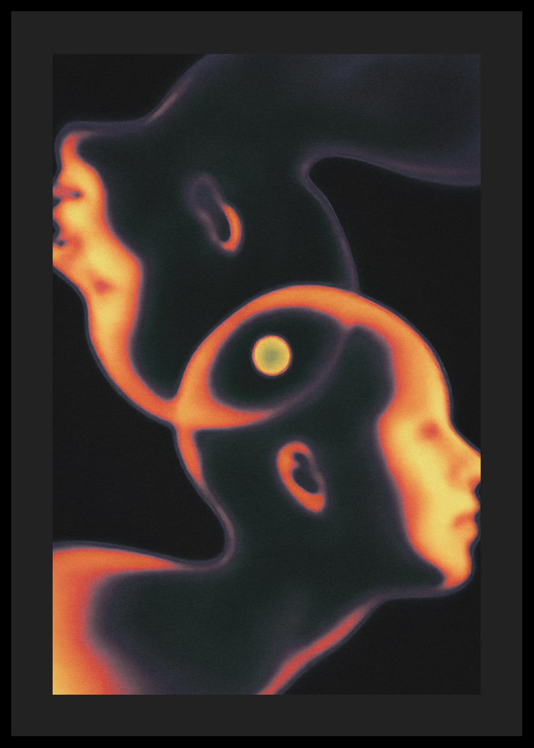 Dos siluetas luminosas forman una escena surrealista y mágica-12