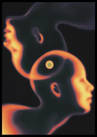 Dos siluetas luminosas forman una escena surrealista y mágica-6
