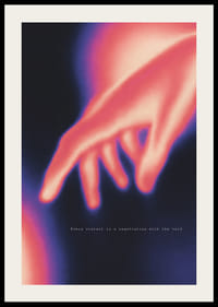 A hand reaches into the colorful cosmos-2