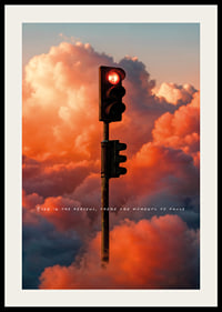 Une lumière rouge flotte parmi des nuages ​​dramatiques dans un ciel enchanteur-2