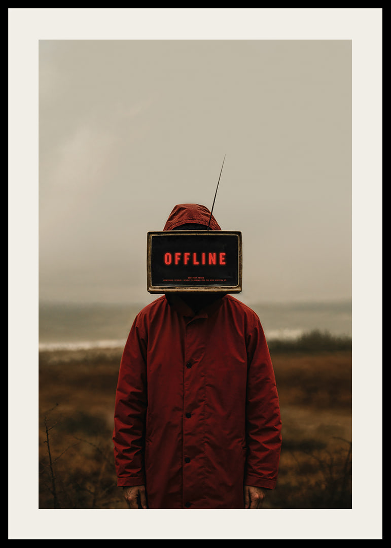Mörk och mystisk poster med en offline-ikonisk skärm som fängslar ögat-12