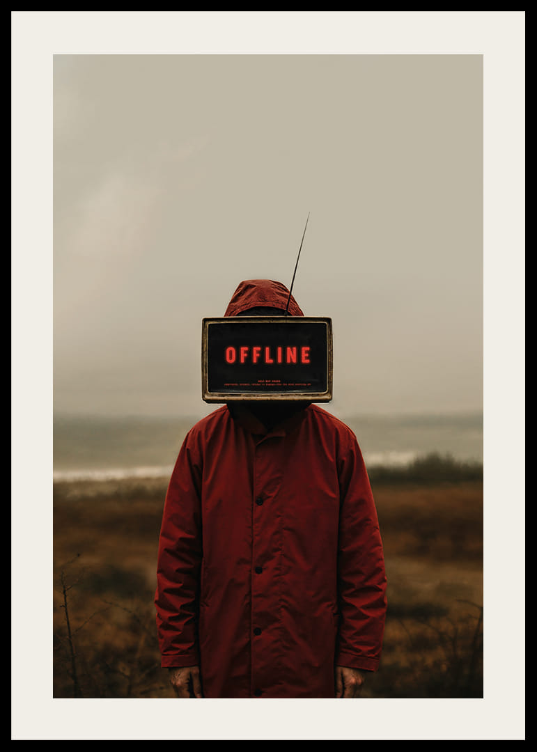 Mörk och mystisk poster med en offline-ikonisk skärm som fängslar ögat-12