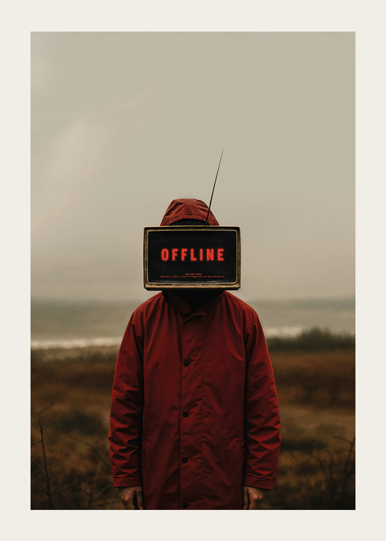 Mörk och mystisk poster med en offline-ikonisk skärm som fängslar ögat-12
