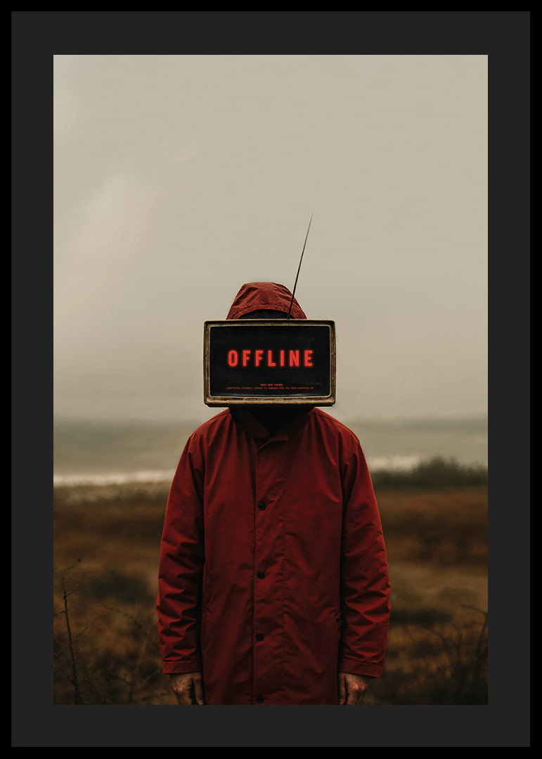 Mörk och mystisk poster med en offline-ikonisk skärm som fängslar ögat-12